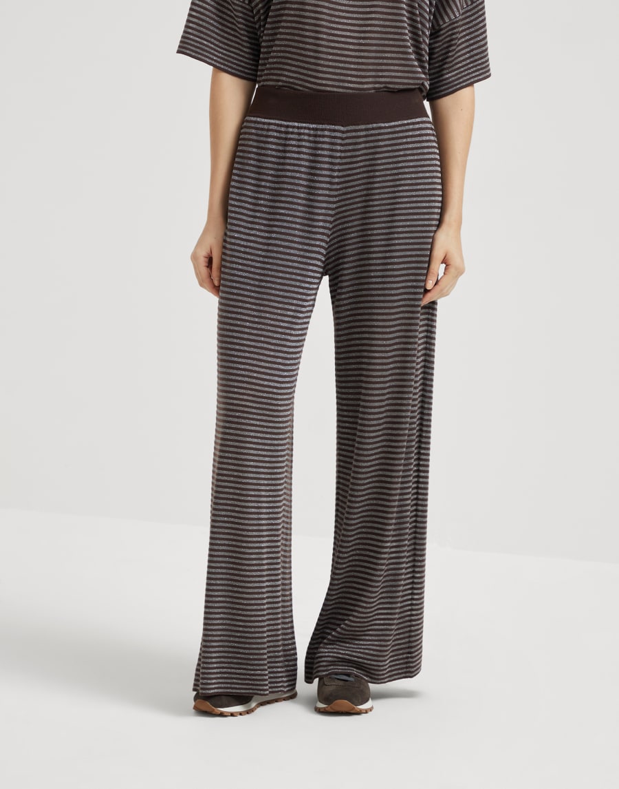 Lightweight knit trousers Cocoa Woman - Brunello Cucinelli