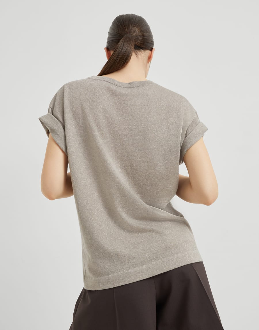 Cashmere and silk lightweight sweater Cool Beige Woman - Brunello Cucinelli