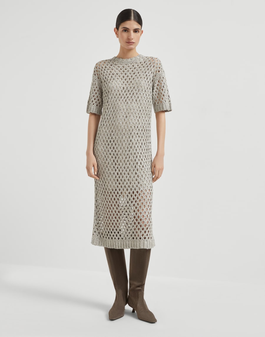 Dazzling net dress Cool Beige Woman - Brunello Cucinelli
