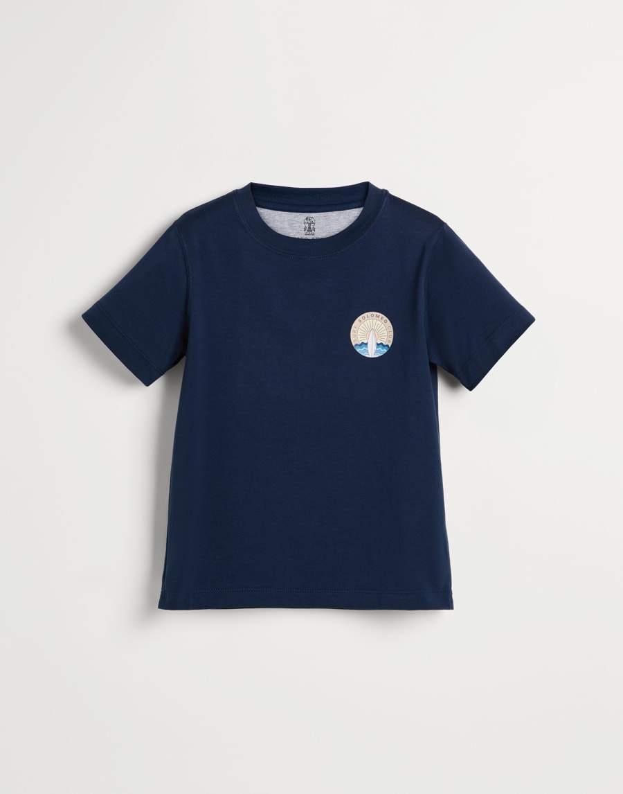 T-shirt with Surf graphic Blue Boys - Brunello Cucinelli