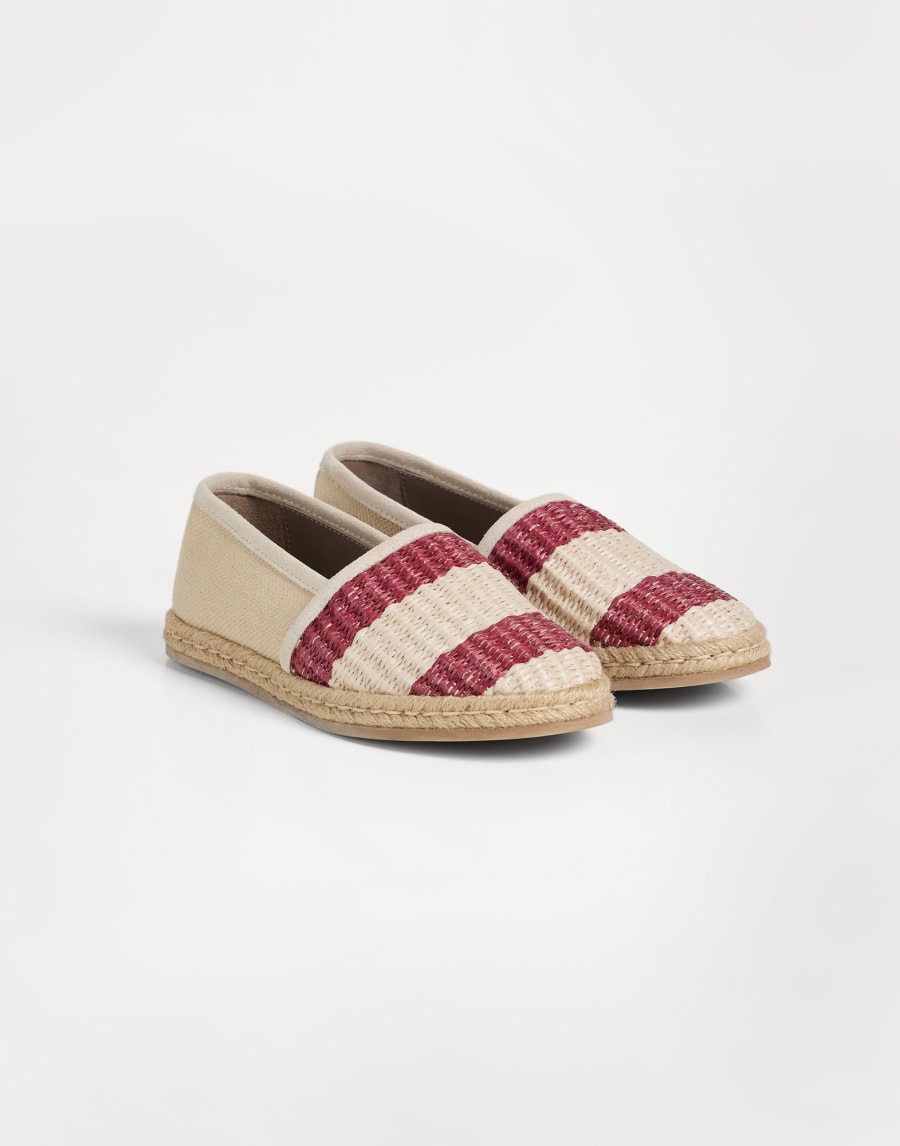 拉菲草和帆布草底鞋 红色 女童 - Brunello Cucinelli