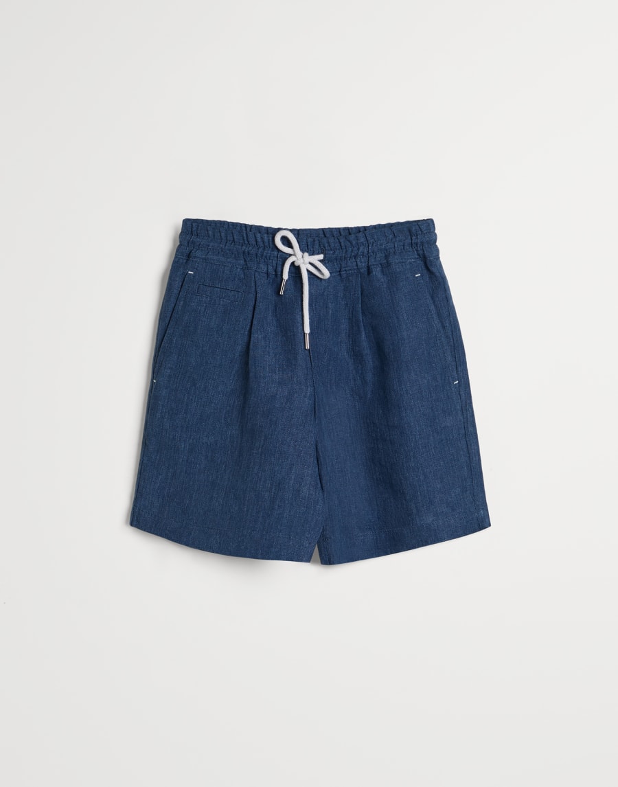 Linen Bermuda shorts Blue Boys - Brunello Cucinelli