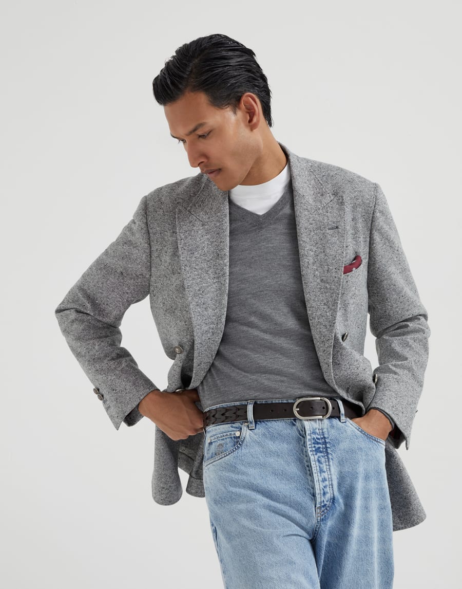 Maglia in cashmere e seta Grigio Scuro Uomo - Brunello Cucinelli