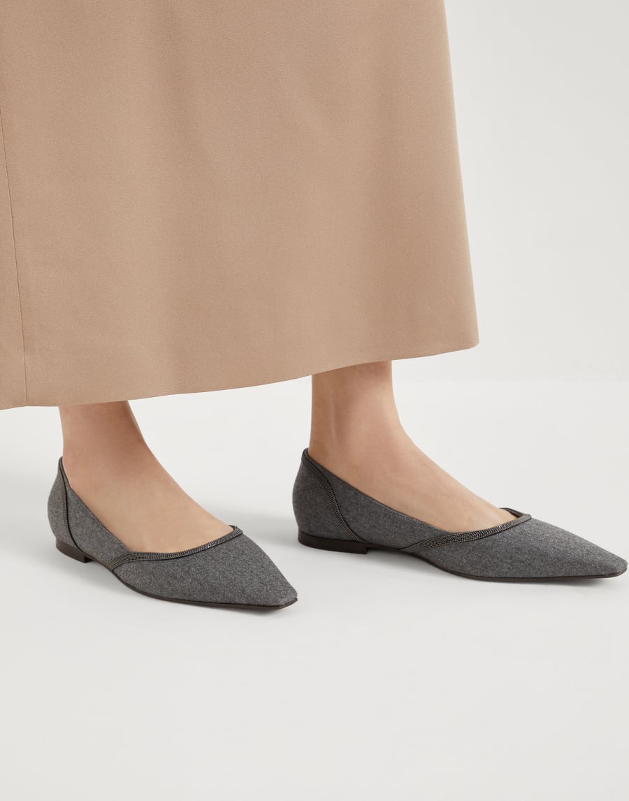 Flannel flats with monili Lead Woman - Brunello Cucinelli
