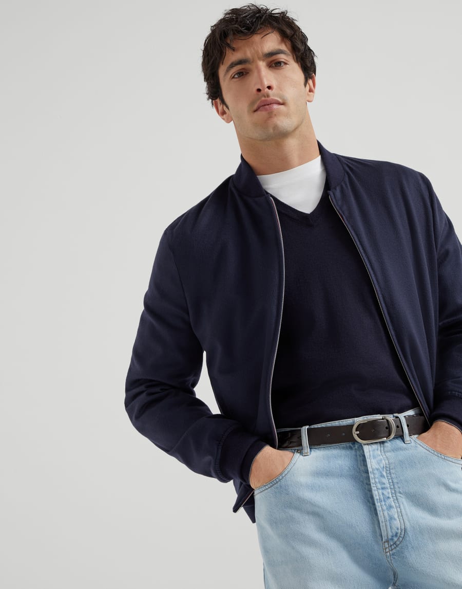 Maglia in cashmere e seta Blu Navy Uomo - Brunello Cucinelli