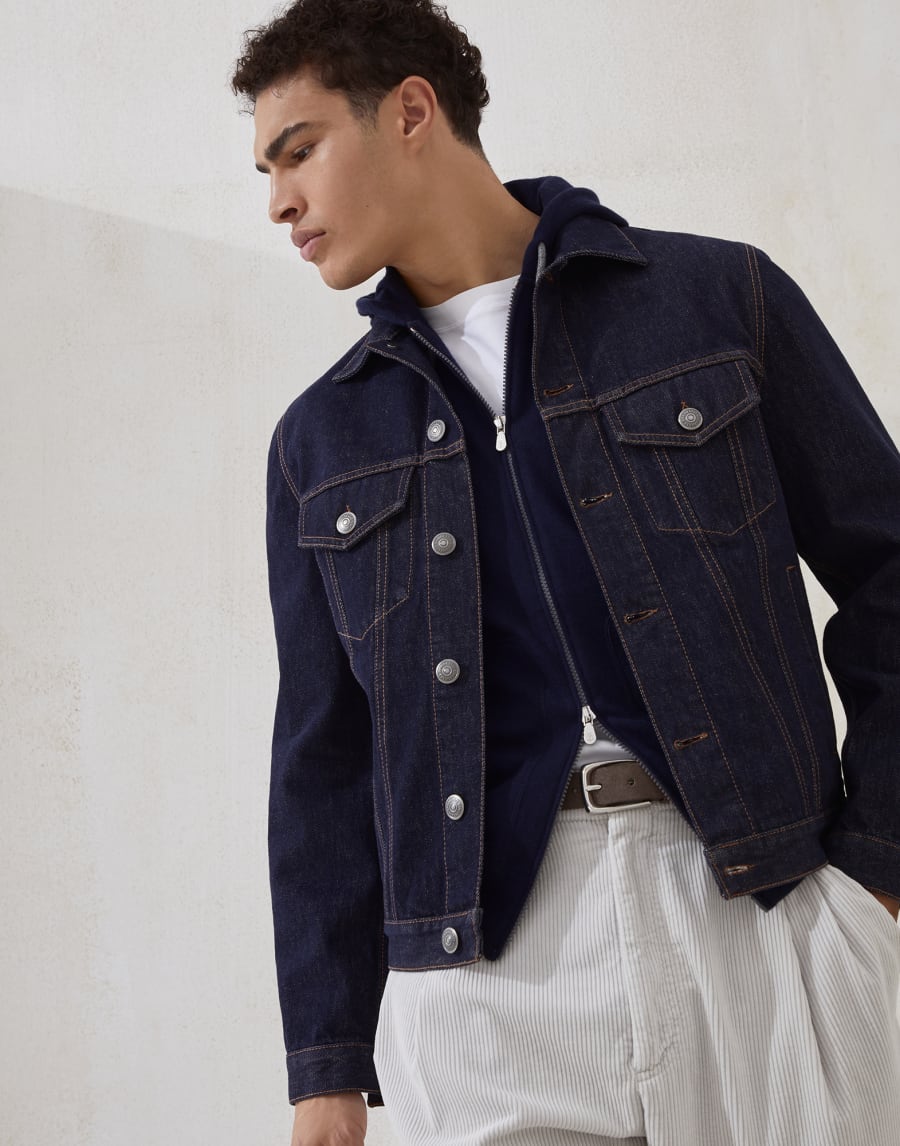 Sweatshirt-style cardigan Navy Blue Man - Brunello Cucinelli