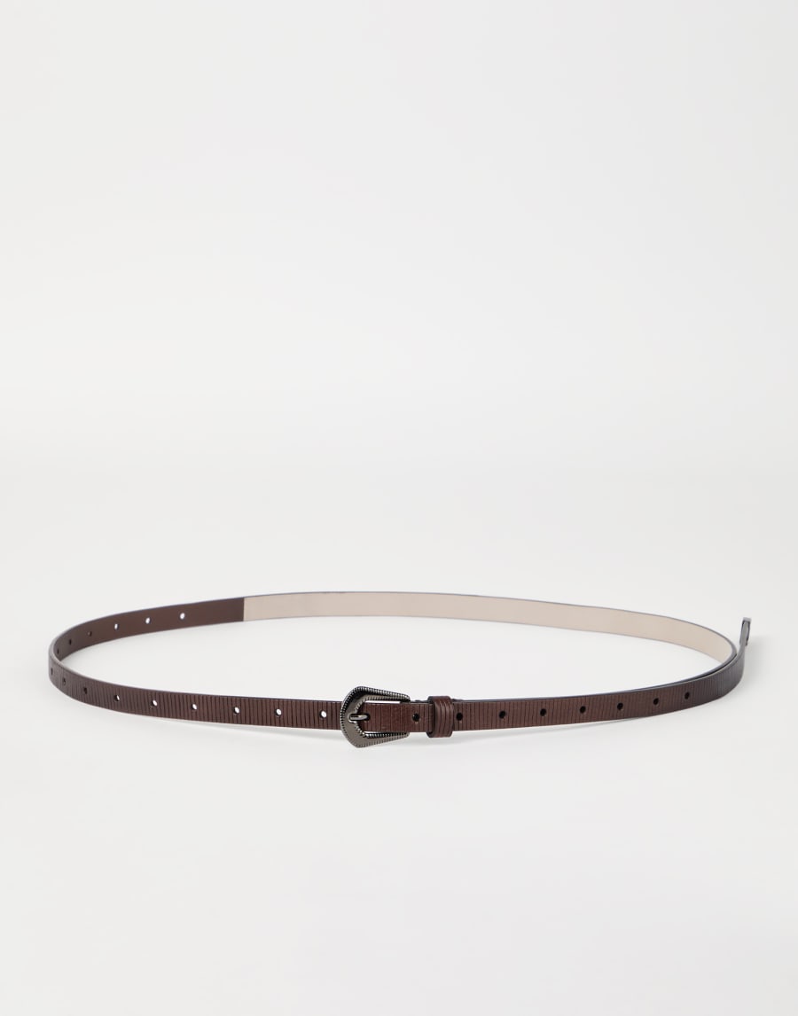 Cinturón de piel tallada Cacao Mujer - Brunello Cucinelli