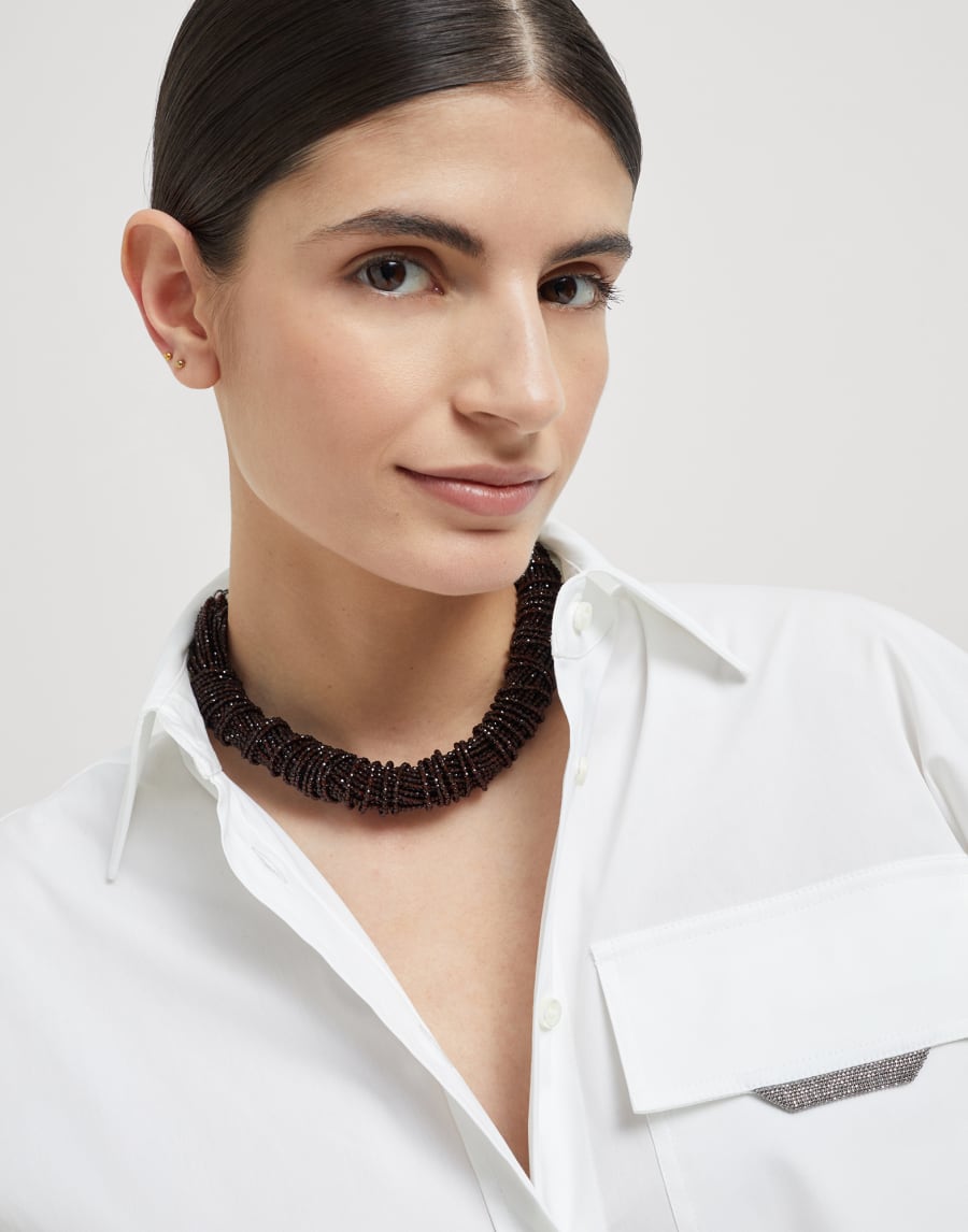Vetro and Silver choker Chocolate Woman - Brunello Cucinelli