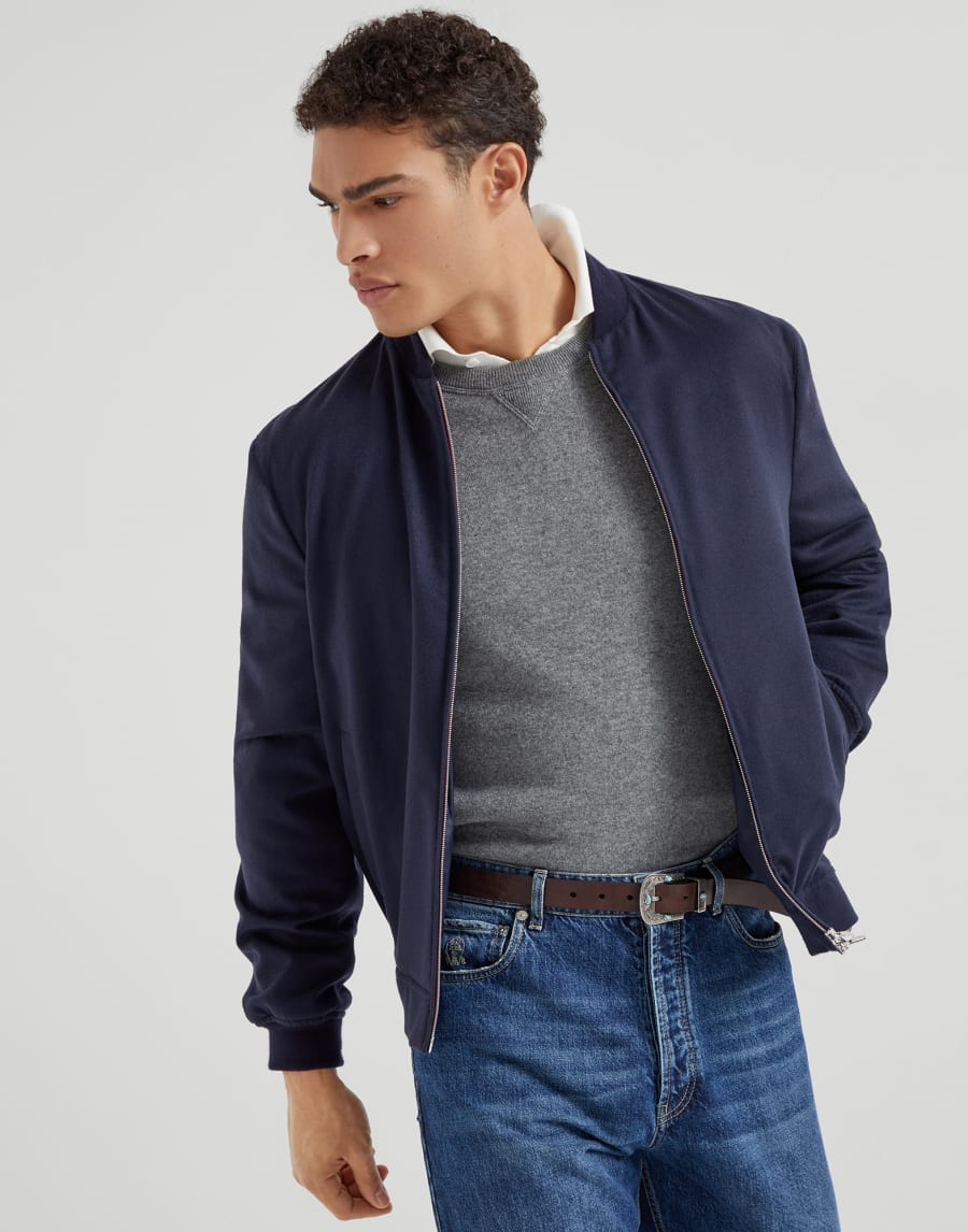 Sweatshirt-style sweater Dark Grey Man - Brunello Cucinelli