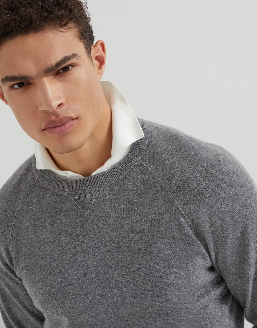Sweatshirt-style sweater Dark Grey Man - Brunello Cucinelli