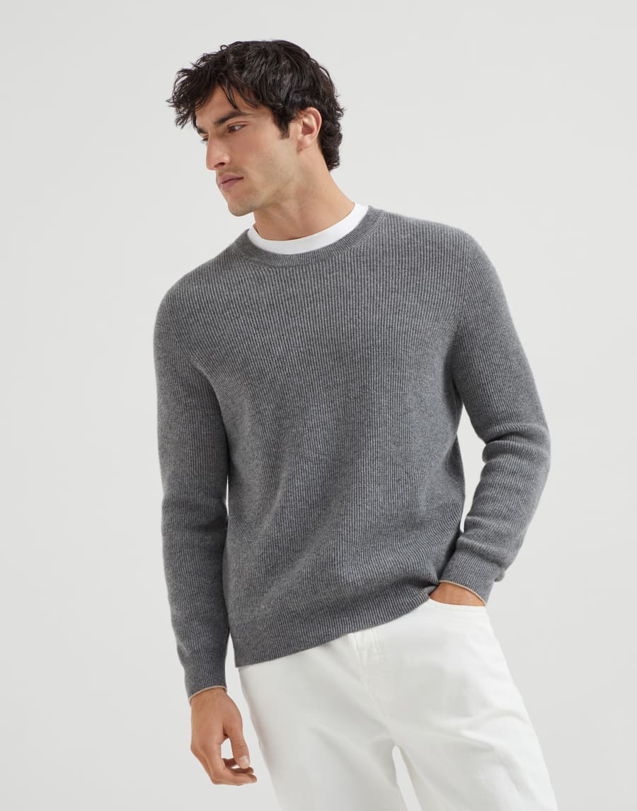 English Rib knit sweater Dark Grey Man - Brunello Cucinelli