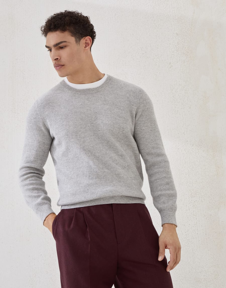 English Rib knit sweater Pebble Man - Brunello Cucinelli