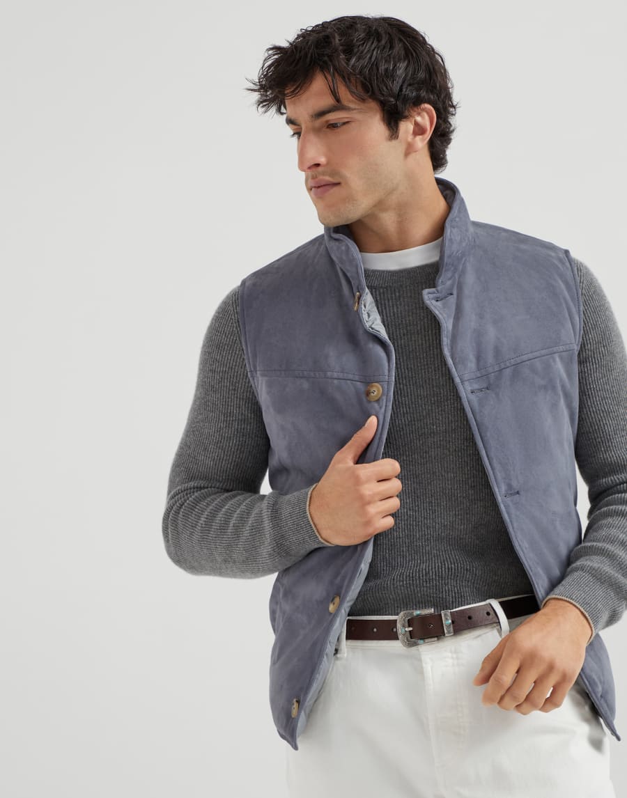 Maglia a costa inglese Grigio Scuro Uomo - Brunello Cucinelli