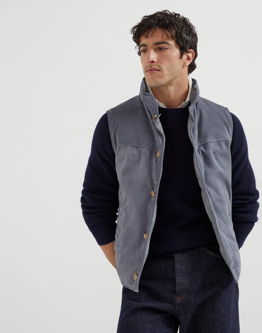 Maglia a costa inglese Blu Navy Uomo - Brunello Cucinelli