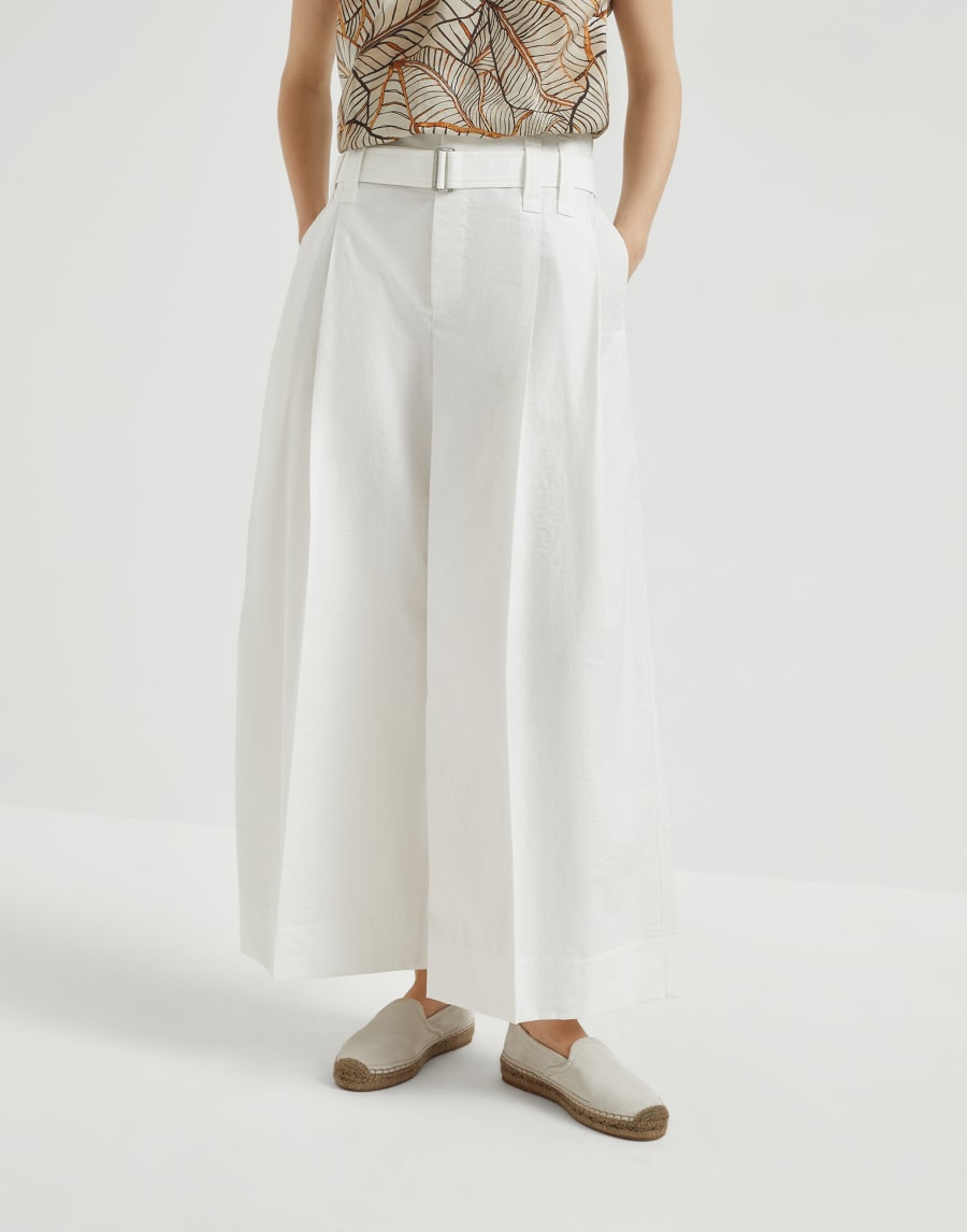 Брюки Pleated Crop Слоновая Кость Женщина - Brunello Cucinelli