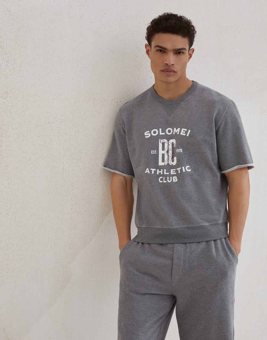 Smooth cotton French terry sweatshirt Medium Grey Man - Brunello Cucinelli