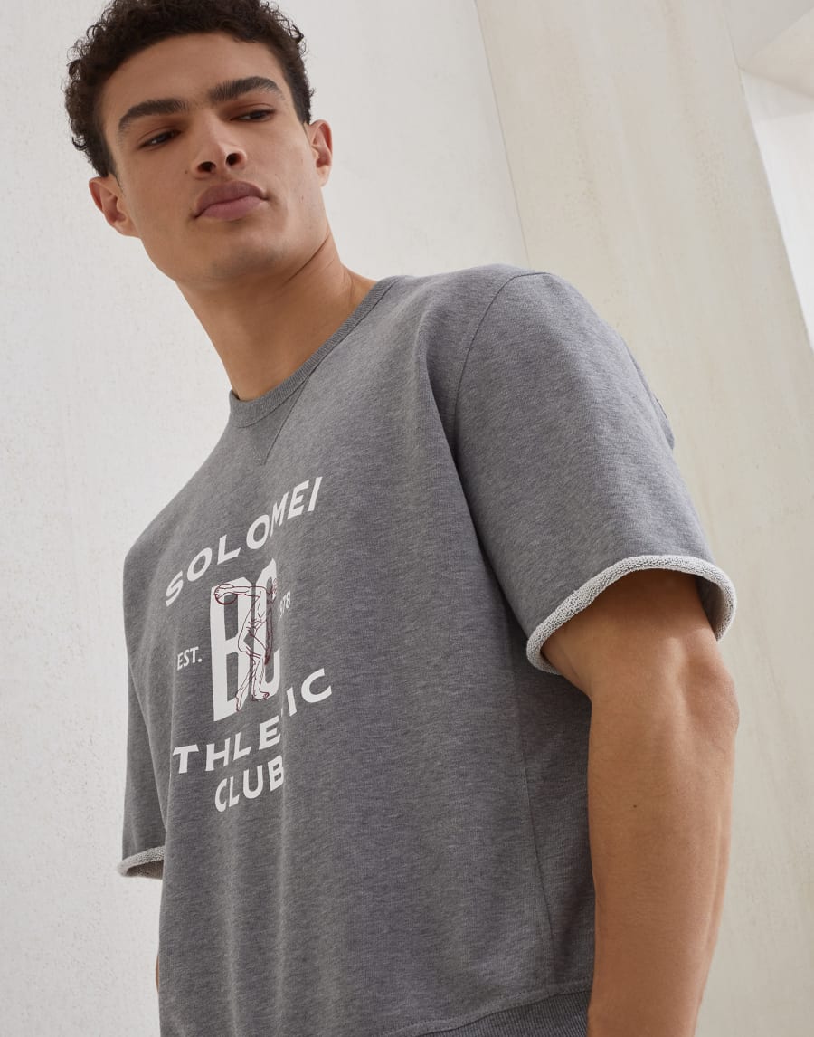 Smooth cotton French terry sweatshirt Medium Grey Man - Brunello Cucinelli