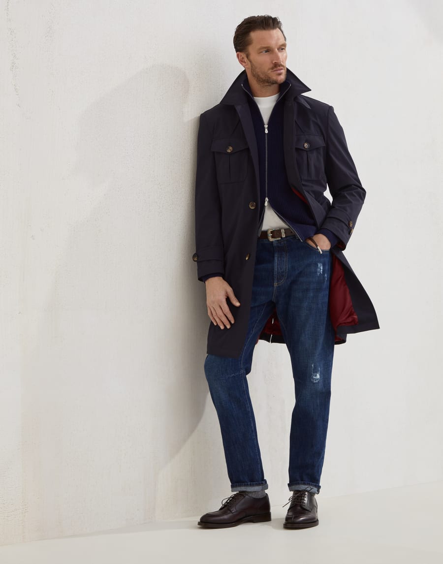 Zip-front cardigan Navy Blue Man - Brunello Cucinelli