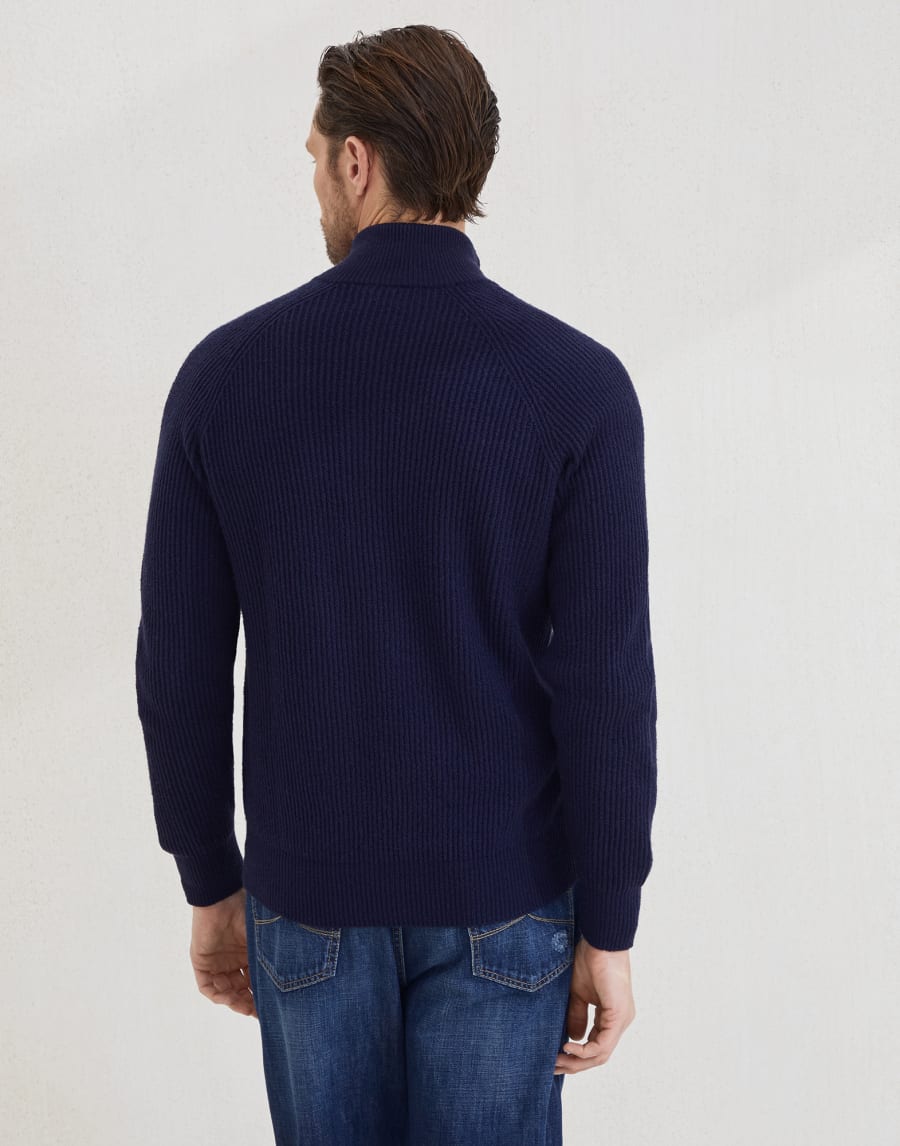 Zip-front cardigan Navy Blue Man - Brunello Cucinelli