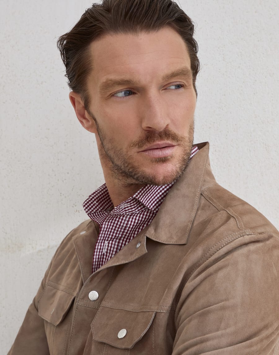 Blouson aus Veloursleder Haselnuss Herren - Brunello Cucinelli