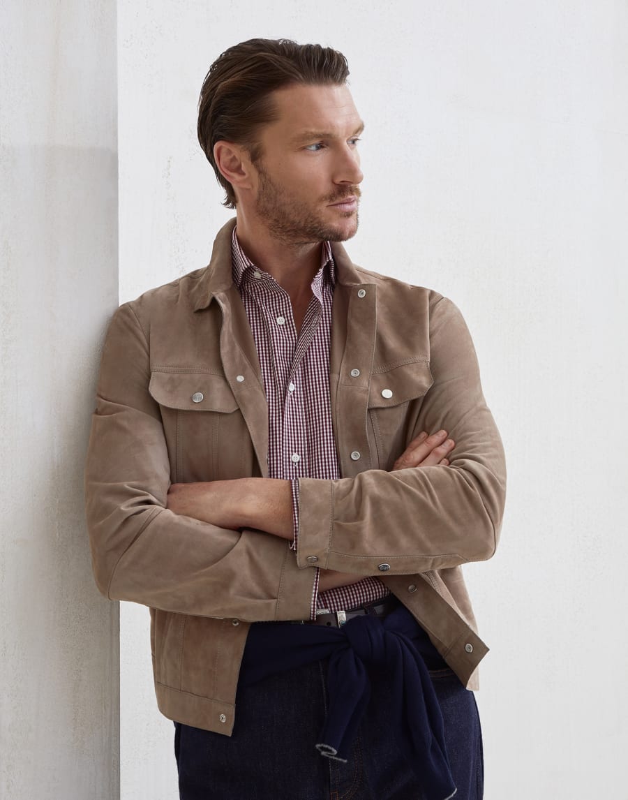 Suede jacket Hazelnut Man - Brunello Cucinelli