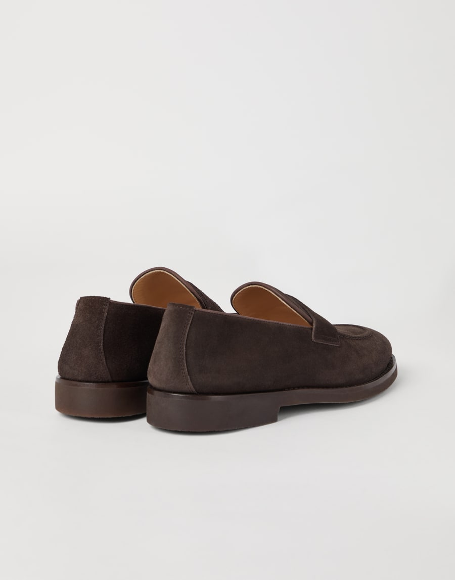 Penny-Loafer aus Veloursleder Kaffee Herren - Brunello Cucinelli