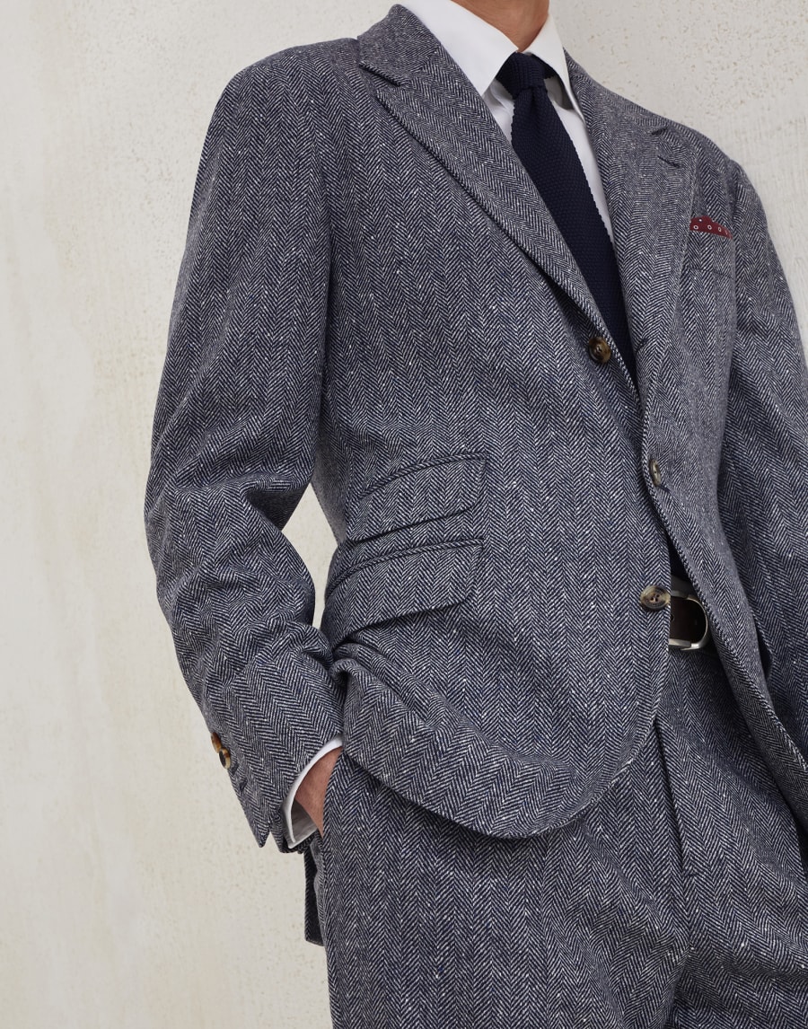 羊绒混纺西装 海军蓝 男款 - Brunello Cucinelli