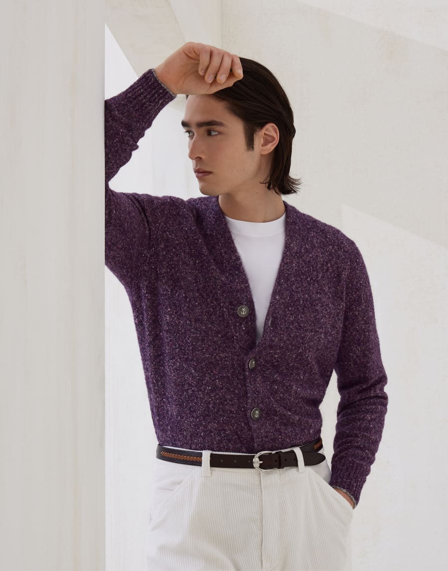 Твидовый кардиган Бургунди Мужчина - Brunello Cucinelli