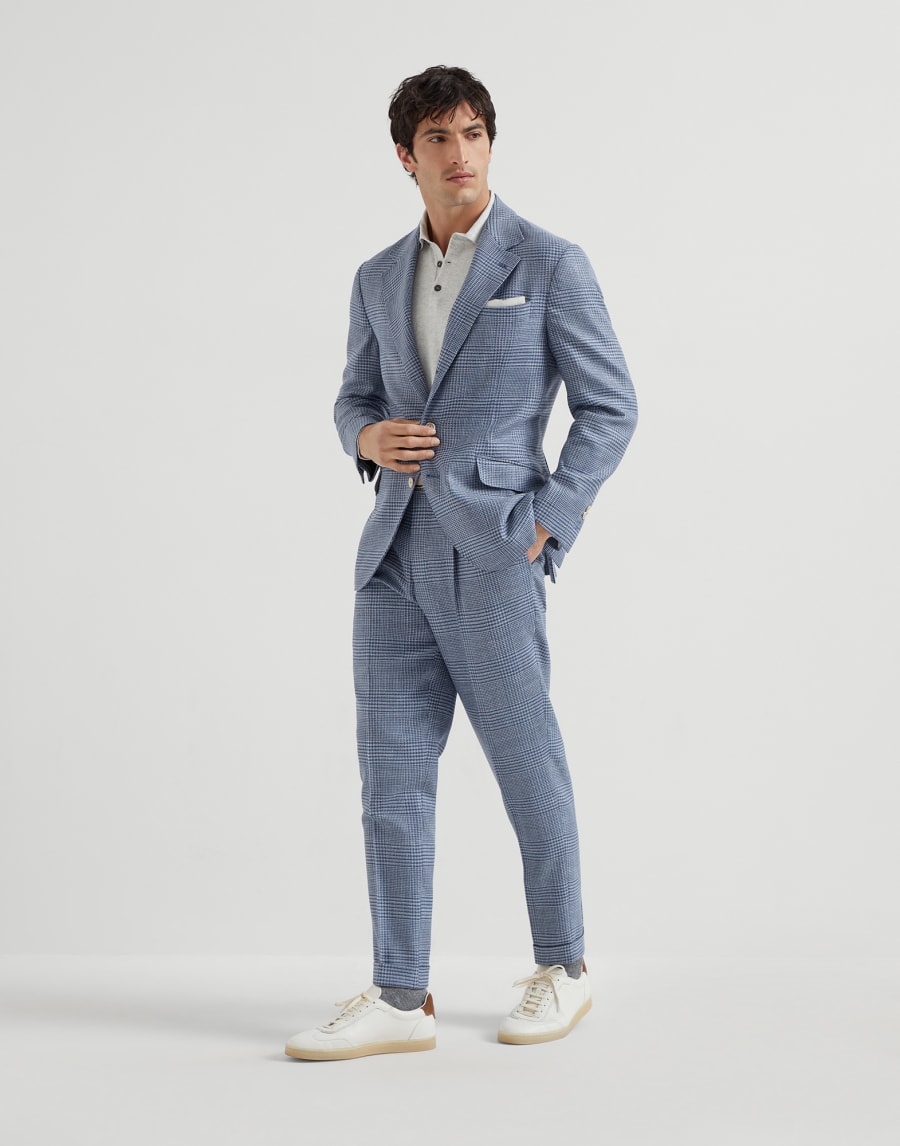 威尔士格纹西装套装 牛仔蓝 男款 - Brunello Cucinelli