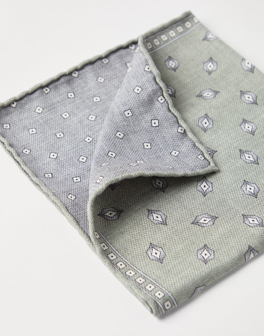 Pocket square with pattern Khaki Man - Brunello Cucinelli