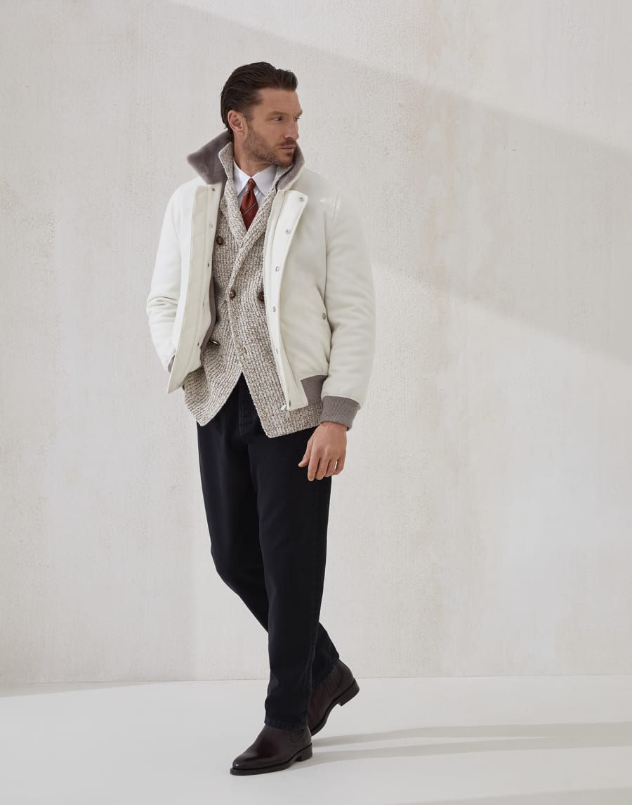 Cardigan mit Knöpfen aus Metall Ecru Herren - Brunello Cucinelli