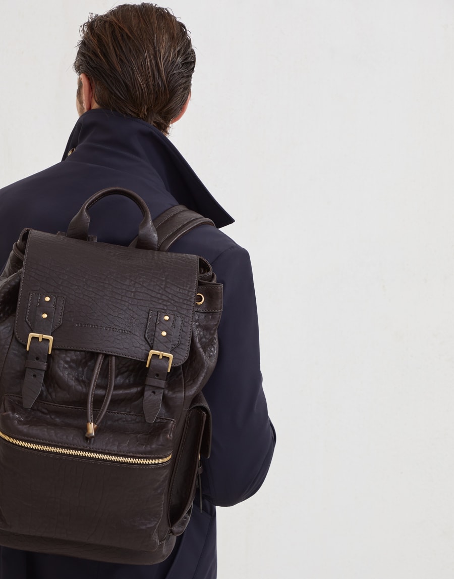 Leather city backpack Brown Man - Brunello Cucinelli