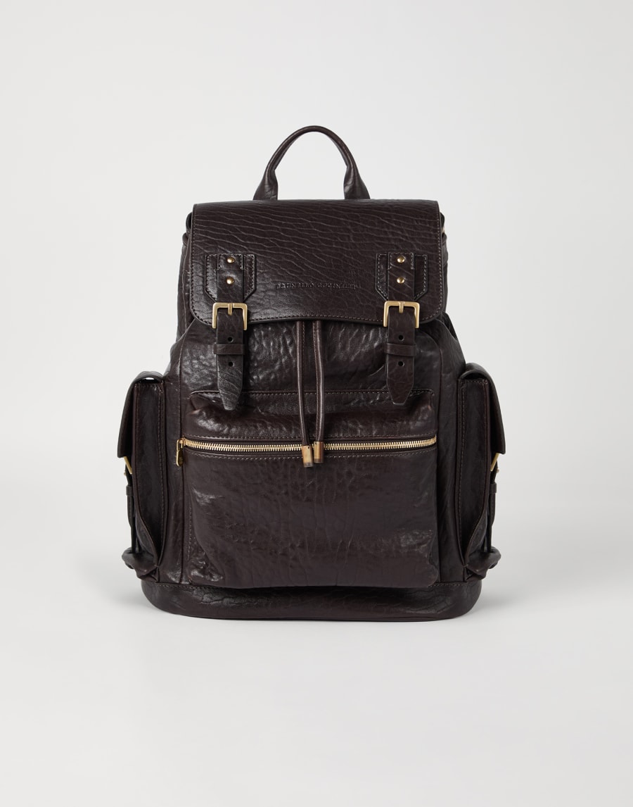 Leather city backpack Brown Man - Brunello Cucinelli