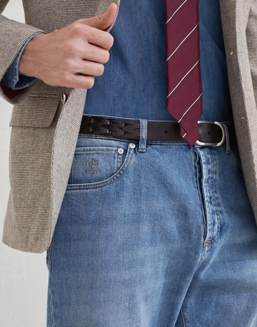 Leisure fit five-pocket trousers Denim Man - Brunello Cucinelli