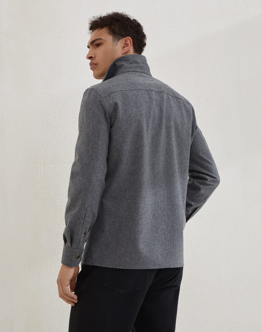 Virgin wool flannel overshirt Dark Grey Man - Brunello Cucinelli