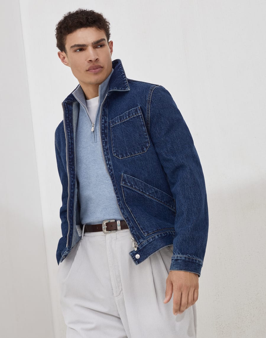 Cashmere sweater Denim Man - Brunello Cucinelli