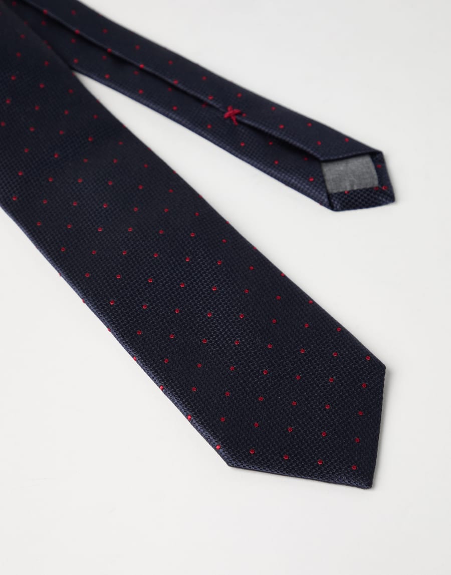 Spotted silk tie Blue Man - Brunello Cucinelli