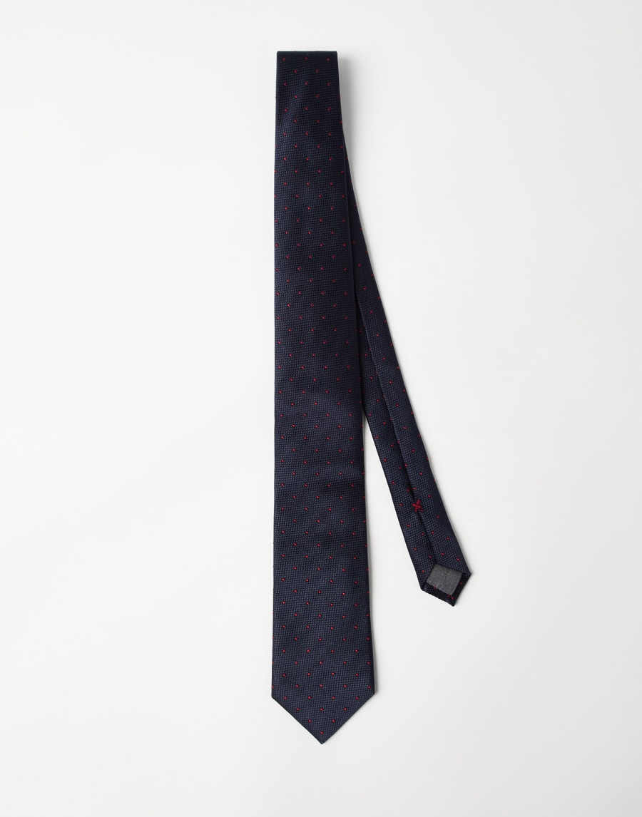 Spotted silk tie Blue Man - Brunello Cucinelli