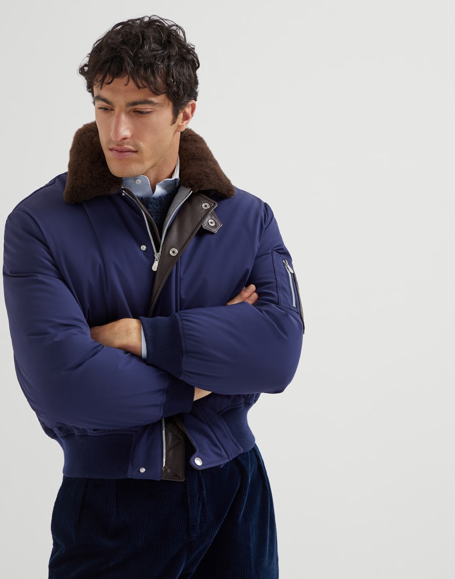 尼龙面料羽绒服 靛蓝 男款 - Brunello Cucinelli