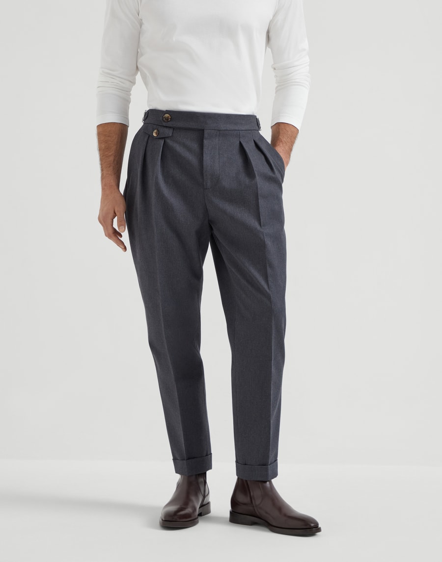 Pantalón de corte Tailor en gabardina Plomo Hombre - Brunello Cucinelli