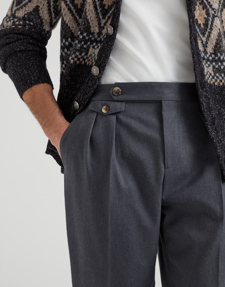 Gabardine tailor fit trousers Lead Man - Brunello Cucinelli