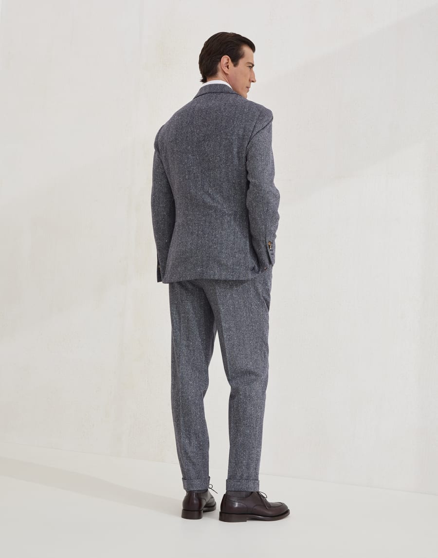 羊绒混纺西装 海军蓝 男款 - Brunello Cucinelli