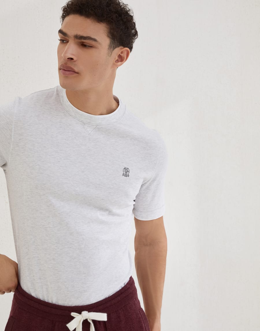 T-shirt with faux-layering Pearl Grey Man - Brunello Cucinelli