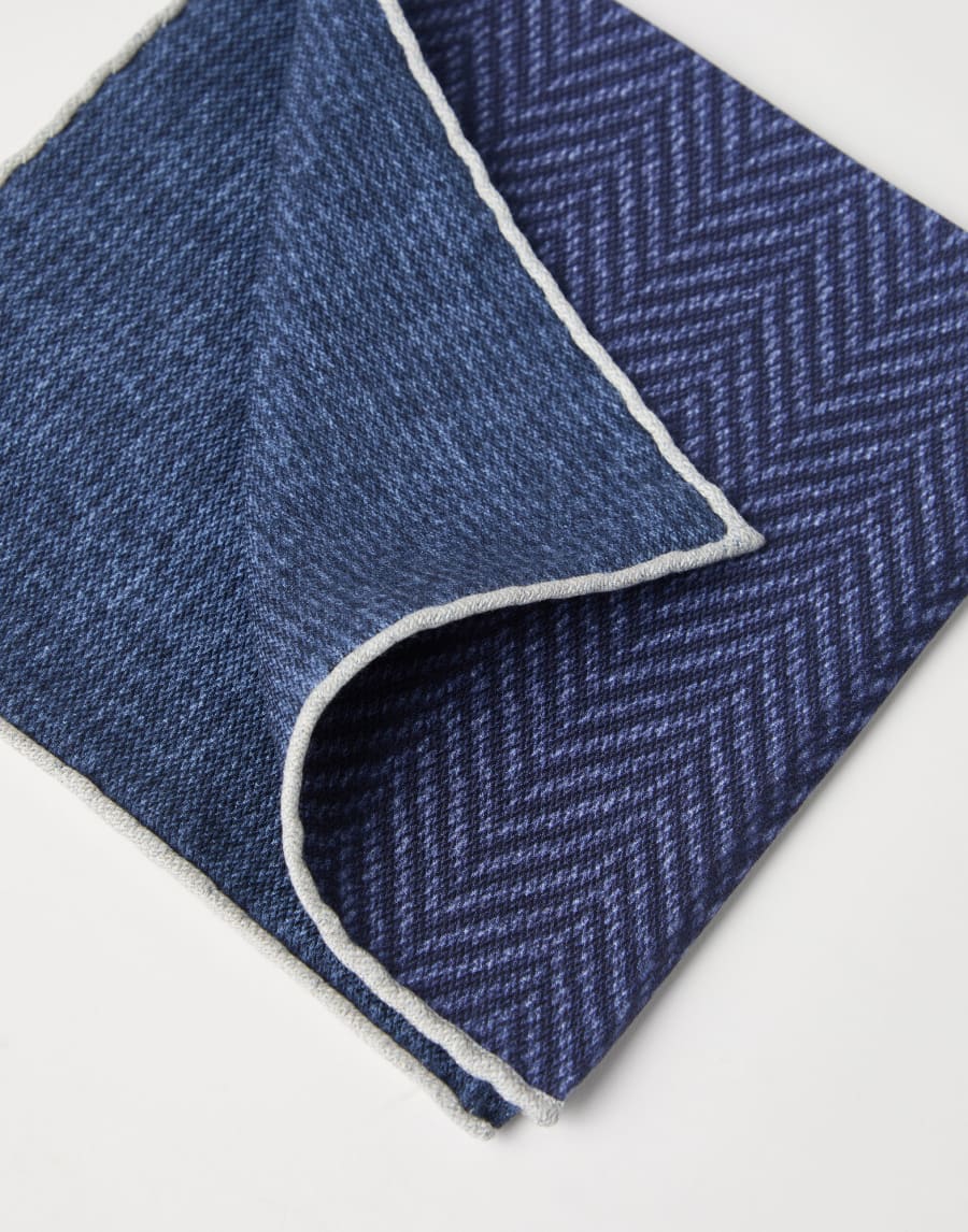 Chevron pocket square Navy Blue Man - Brunello Cucinelli