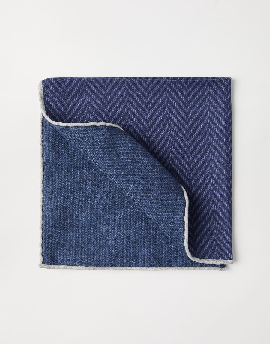 Chevron pocket square Navy Blue Man - Brunello Cucinelli