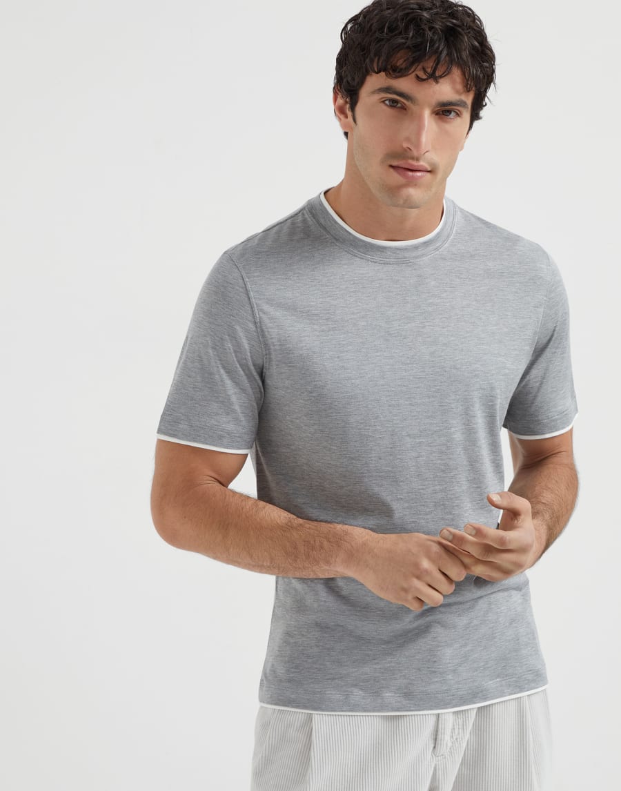T-shirt con Faux-Layering Grigio Uomo - Brunello Cucinelli