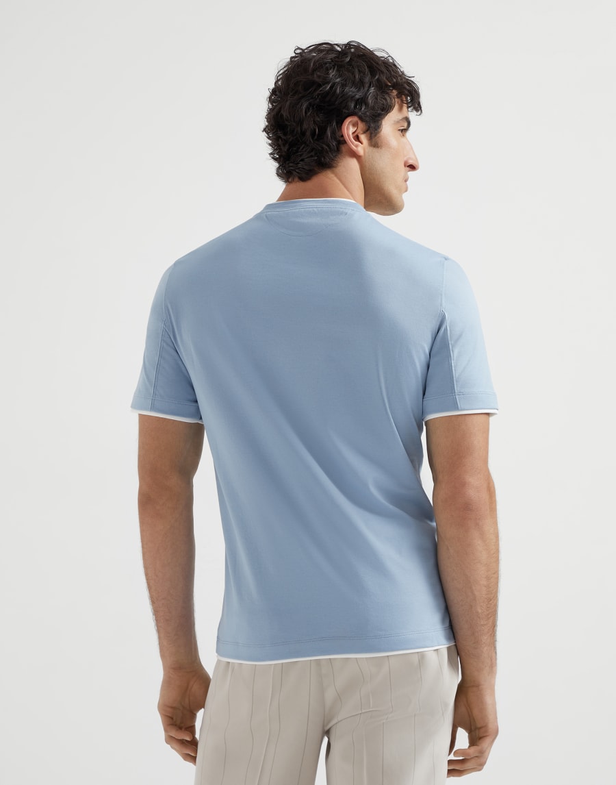 T-shirt with faux-layering Denim Man - Brunello Cucinelli