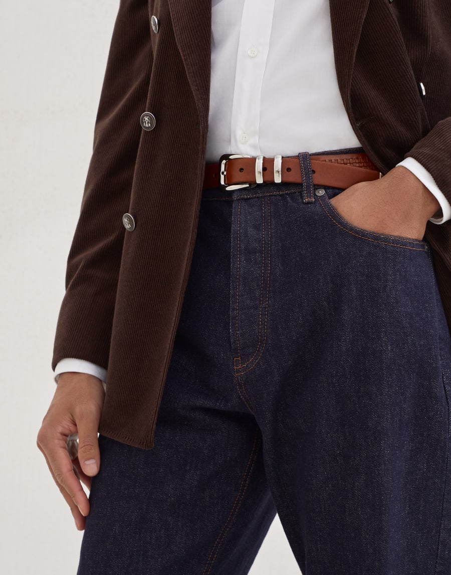 Iconic fit five-pocket trousers Dark Denim Man - Brunello Cucinelli