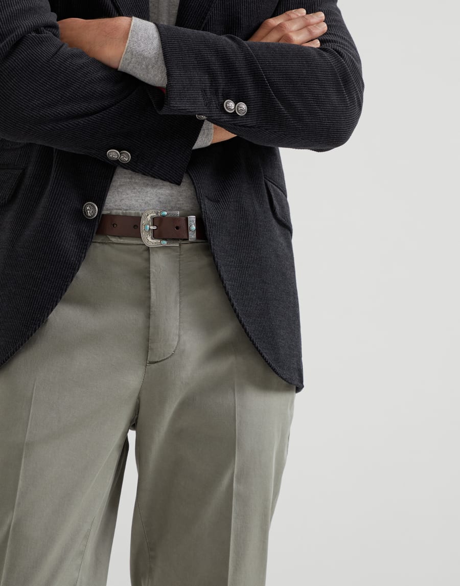 Gabardine garment dyed trousers Khaki Man - Brunello Cucinelli