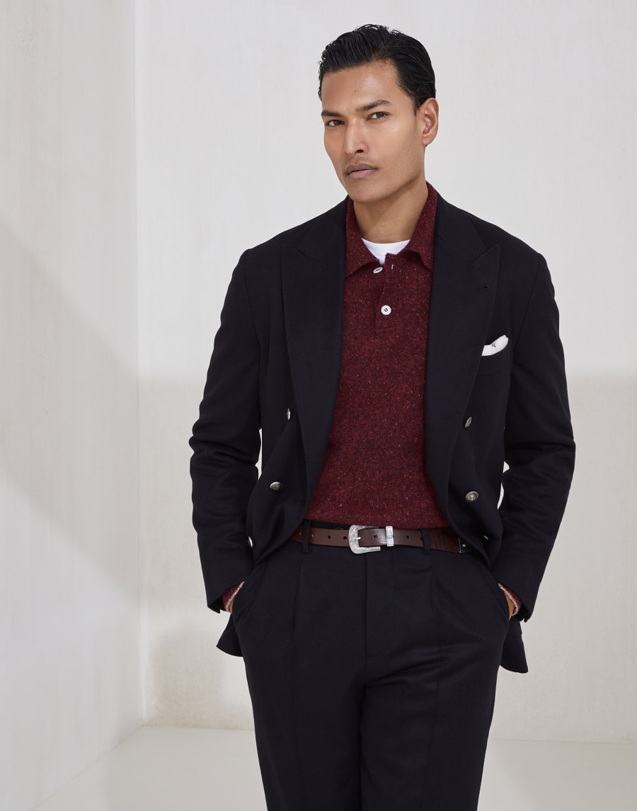 Polo bottonata Amaranto Uomo - Brunello Cucinelli